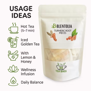Turmeric Root Pieces Tea 100% Natural Herbal Infusion Anti-Inflammatory 30 Teabags