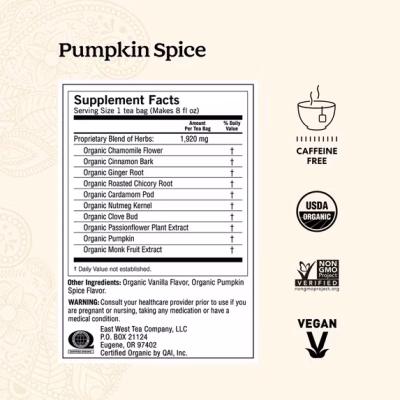 Yogi Pumpkin Spice Organic Herbal Wellness Tea Bags 16 Count
