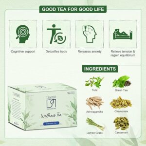 Dabri Sleep Easy Wellness Tea Bedtime Herbal Green Tea Stress Relief & Restful Sleep Support 16 Teabags