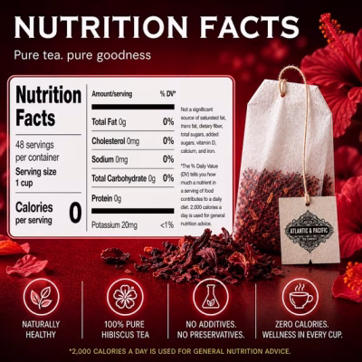 A&P Hibiscus Tea Bags 48 Count Hibiscus Petal Herbal Tea