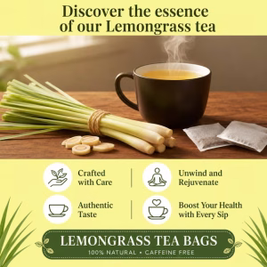 Akshit 50 Lemongrass Tea Bags 100% Natural Lemongrass Leaves Herbal Tea