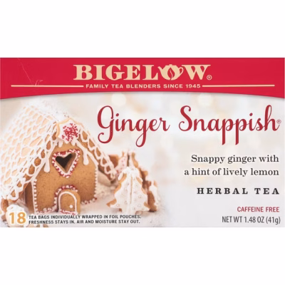 Bigelow Ginger Snappish Caffeine Free Herbal Tea Bags 18 Count