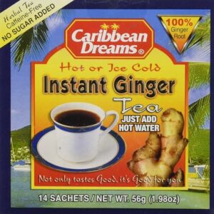 Caribbean Dreams Instant Ginger Tea Un-Sweetened 14 Sachets