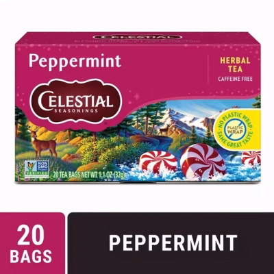 Celestial Seasonings Caffeine Free Peppermint Natural Herbal Tea 20 Tea Bags
