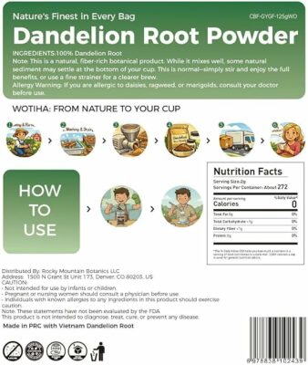 Dandelion Root Powder 125g 100% Natural & Pure Premium Herbal Tea