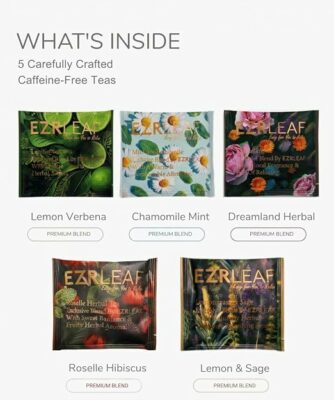 EZR LEAF Pura Herbal Tea Sampler 22 Teabags Tea Variety Gift Set