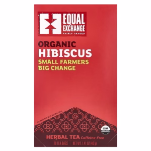 Equal Exchange Organic Hibiscus Herbal Tea Caffeine-Free 20 Tea Bags