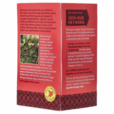 Equal Exchange Organic Hibiscus Herbal Tea Caffeine-Free 20 Tea Bags