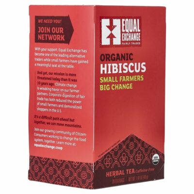 Equal Exchange Organic Hibiscus Herbal Tea Caffeine-Free 20 Tea Bags