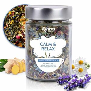 Kintra Foods Calm & Relax Loose Leaf Herbal Blend Caffeine Free Calming Tea 60g Jar