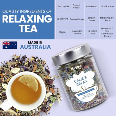Kintra Foods Calm & Relax Loose Leaf Herbal Blend Caffeine Free Calming Tea 60g Jar