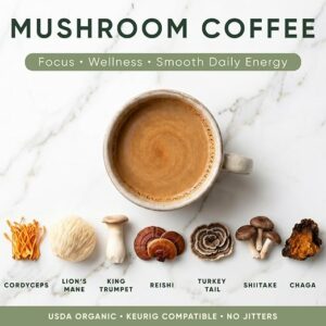 LYFE Organic Instant Mushroom Coffee 40 Servings Instant Adaptogenic Coffee Blend