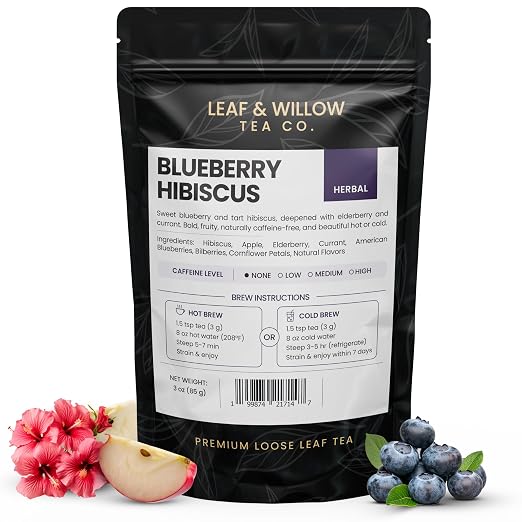 Leaf & Willow Blueberry Hibiscus Tea Loose Leaf Caffeine Free