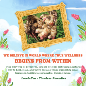 LoveinTea Ginger Herbal Tea 100% Natural Vietnamese Ginger Blend 30 Teabags