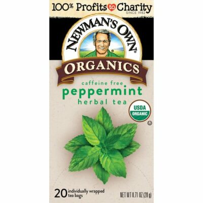Newman's Own Organic Peppermint Tea Refreshing Mint Herbal Tea 20 Tea Bags