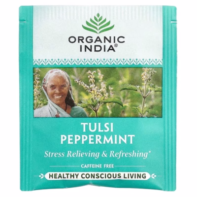 ORGANIC INDIA Tulsi Peppermint Herbal Tea Bags 18 Count