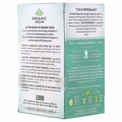 ORGANIC INDIA Tulsi Peppermint Herbal Tea Bags 18 Count