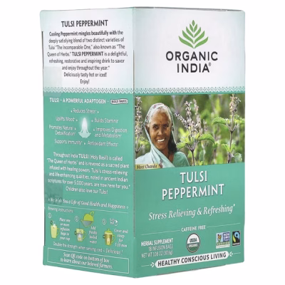 ORGANIC INDIA Tulsi Peppermint Herbal Tea Bags 18 Count