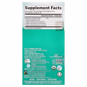 ORGANIC INDIA Tulsi Peppermint Herbal Tea Bags 18 Count