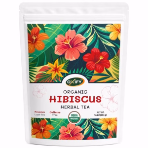 Oxify USDA Organic Hibiscus Loose Leaf Tea Caffeine Free 16 oz