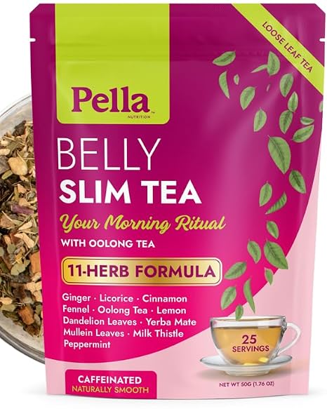 Pella Nutrition Belly Slim Caffeinated Loose Leaf Tea 25 Servings