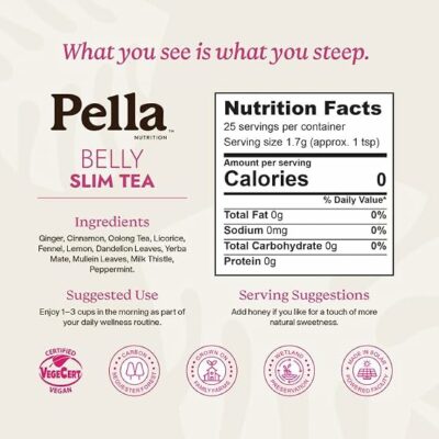 Pella Nutrition Belly Slim Caffeinated Loose Leaf Tea 25 Servings