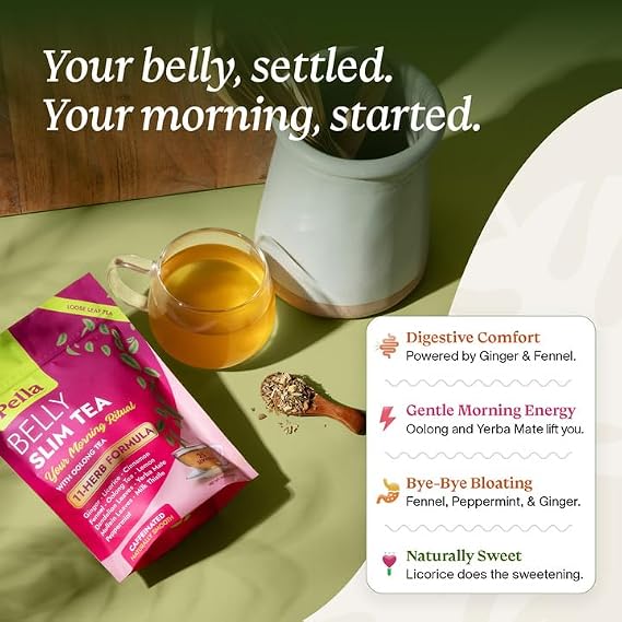 Pella Nutrition Belly Slim Caffeinated Loose Leaf Tea 25 Servings