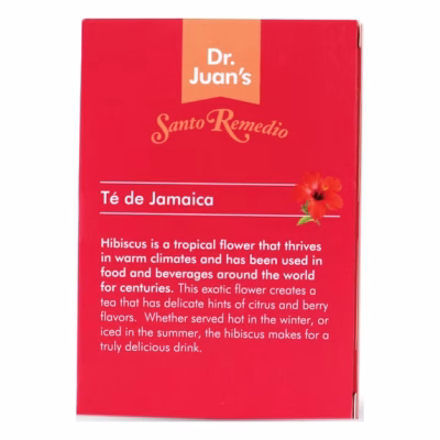 Santo Remedio Te De Jamaica Hibiscus Tea Antioxidant Tea Bags 24 Count