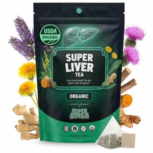 SuperBonsai Organic Liver Detox Tea Dandelion Root & Milk Thistle Herbal Tea for Liver Support 20 Teabags