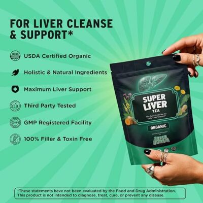 SuperBonsai Organic Liver Detox Tea Dandelion Root & Milk Thistle Herbal Tea for Liver Support 20 Teabags