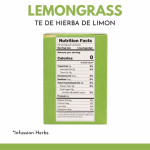 Therbal Lemongrass Herbal Tea 100% Lemongrass Infusion Tea 25 Teabags