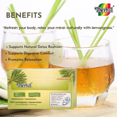 Therbal Lemongrass Herbal Tea 100% Lemongrass Infusion Tea 25 Teabags