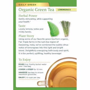 Traditional Medicinals Organic Green Lemon Grass Tea 16 Tea Bags
