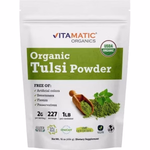 Vitamatic Certified USDA Organic Tulsi Holy Basil Powder 16 Ounce