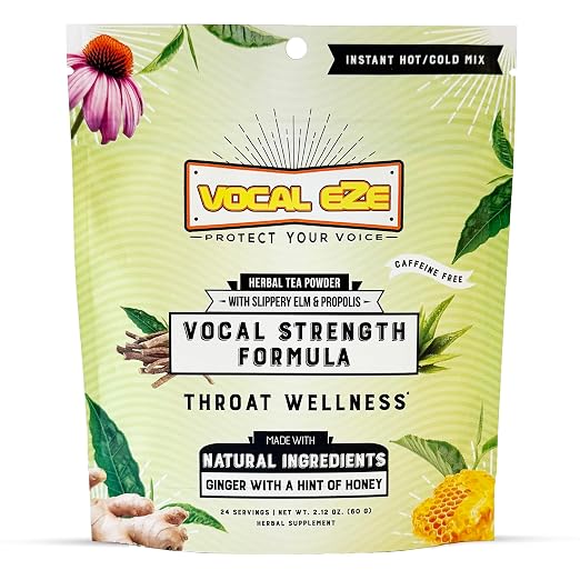 Vocal Eze Herbal Throat Coat Tea 24 Servings 9 Botanical Voice Soothing Ingredients