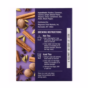 Wegmans Cinnamon Flavored Herbal Tea 20 Tea Bags
