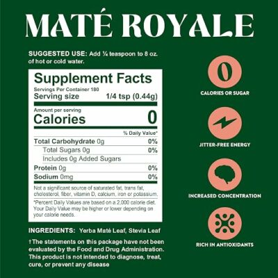 Wisdom of the Ancients Instant Yerba Mate Tea Powder Mate Royale 2.82 Oz