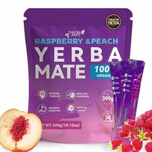 Yerba Mate Instant Tea Powder Raspberry Peach Flavor 30 Sachets