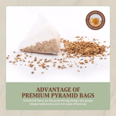 Yogi's Gift Ginger Tea Bags 100 Count Pyramid Tea Bags 100% Natural and Pure Dried Ginger Root Tea